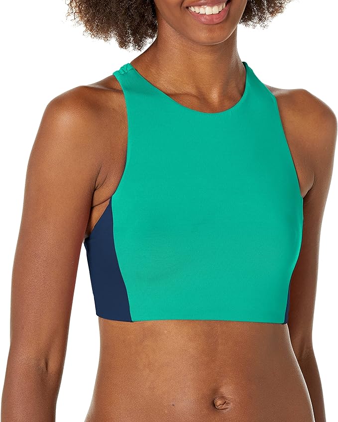 Carve Designs Women's Sanitas Colorblock Bikini Top : Fern/Navy