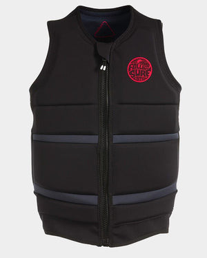 Follow men's wake comp vest. Front view, black in color.