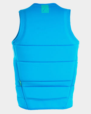 Follow men's wake comp vest. Back view, blue in color.