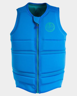 Follow men's wake comp vest. Front view, blue in color.