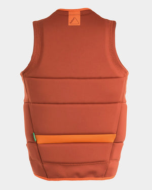 Follow men's wake comp vest. Rear view, orange in color.